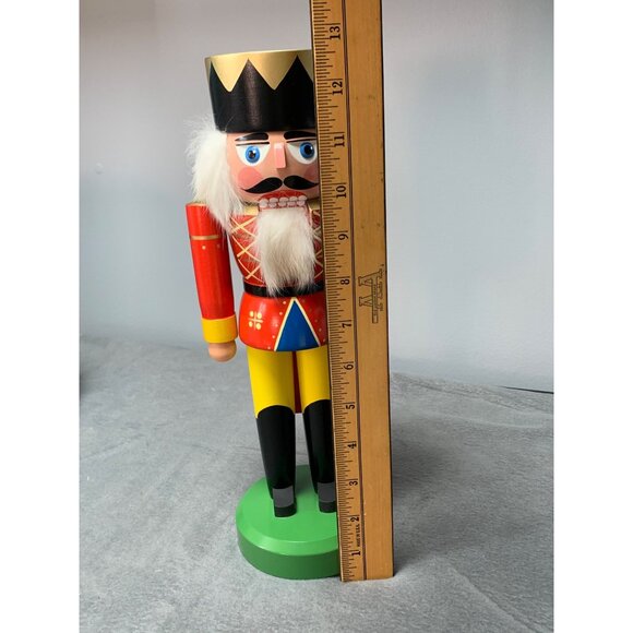 Erzgebirge German Nutcracker Figurine Red Yellow Outfit Faux Fur Accents Gold-Ti - Picture 7 of 10